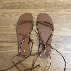 ZARA Tied Strappy Flat Sandals